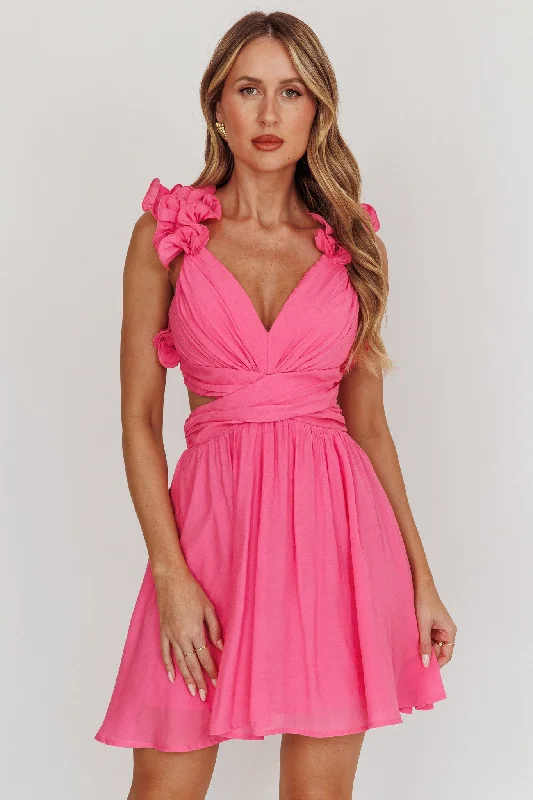Long - Sleeve Women Dress in Velvet for a Luxurious Winter LookMadara Lace-Up Back Mini Dress Hot Pink Long - Sleeve Women Dress in Velvet for a Luxurious Winter LookMadara Lace-Up Back Mini Dress Hot Pink