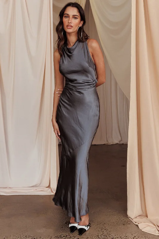 Strapless Women Dress with a Built - in Bra for Comfort and SupportMoonlight Mirage Criss-Cross Back Maxi Dress Charcoal Strapless Women Dress with a Built - in Bra for Comfort and SupportMoonlight Mirage Criss-Cross Back Maxi Dress Charcoal