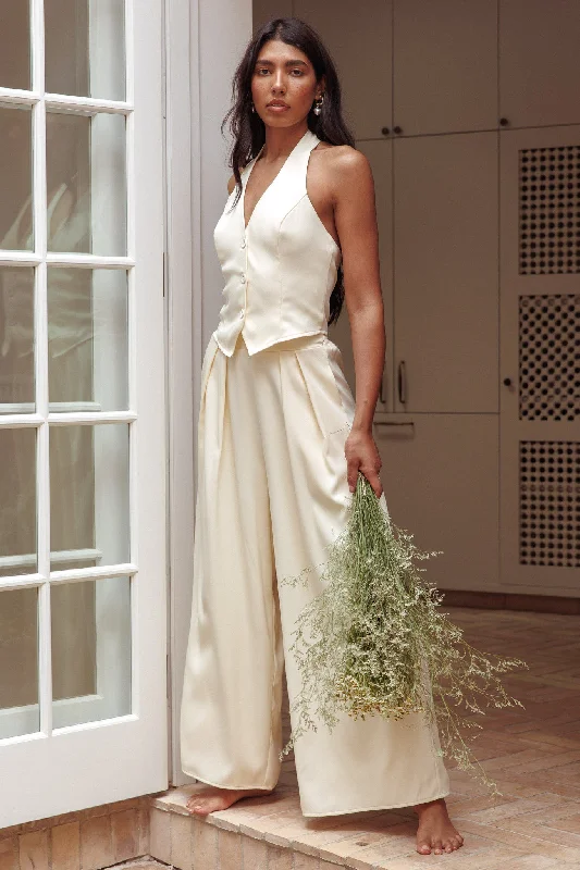 Pleated Women Dress with a Timeless and Elegant TextureTammi Wide Leg Pants Butter