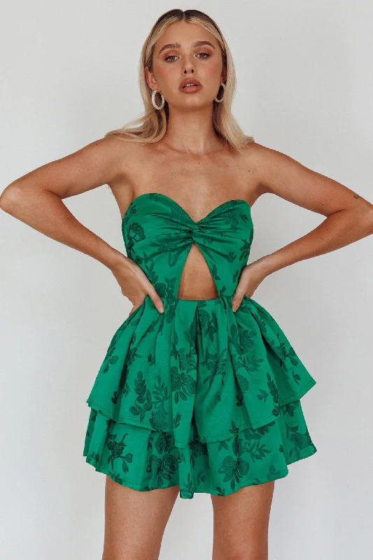 Pleated Women Dress with a Timeless and Elegant TextureTylah Keyhole Twist Bust Mini Dress Green Pleated Women Dress with a Timeless and Elegant TextureTylah Keyhole Twist Bust Mini Dress Green