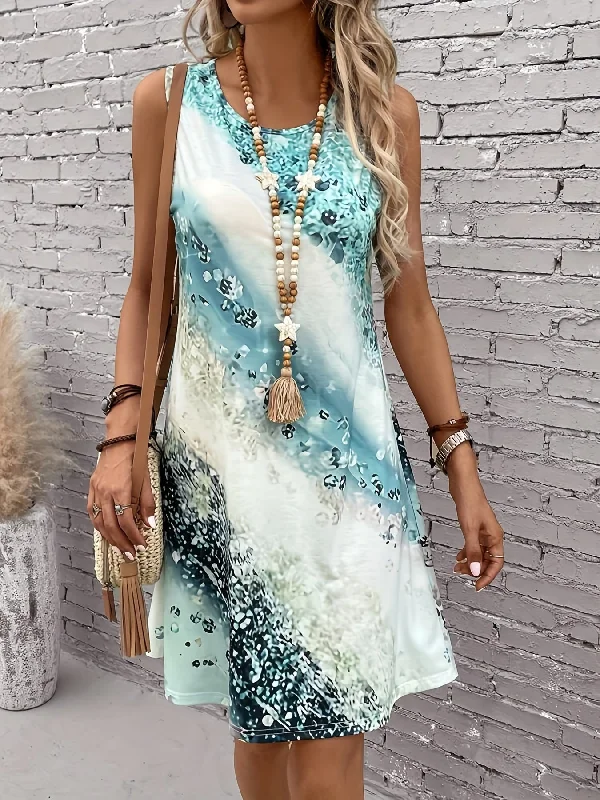 Sleeveless Women Dress in Bright Colors for Summer Parties Sleeveless Women Dress in Bright Colors for Summer Parties Abstract Print Tank Dress, Casual Crew Neck Sleeveless Dress, Women's Clothing Sleeveless Women Dress in Bright Colors for Summer Parties Sleeveless Women Dress in Bright Colors for Summer Parties Abstract Print Tank Dress, Casual Crew Neck Sleeveless Dress, Women's Clothing