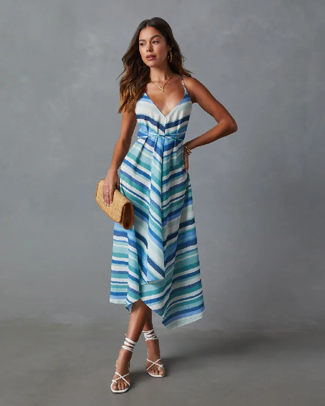 Midi dresses with keyhole backs for a flirty and unexpected detailBriar Striped Lightweight Midi Dress