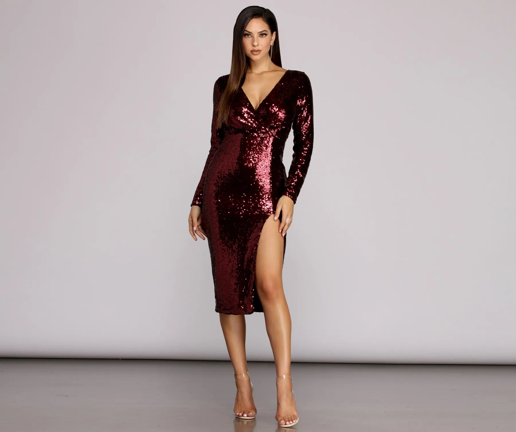 Linley Sequined Surplice Midi Dress