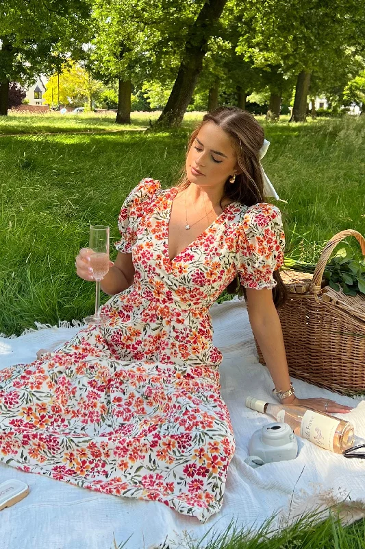 Midi dresses with pleated bodices for a classic and tailored lookMaya Wrap Tierred Midi Dress Ditsy Floral