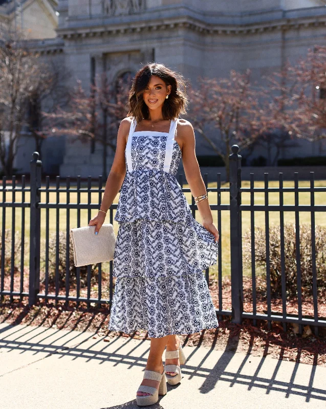 Midi dresses with sheer panels for a touch of allureSparrow Cotton Eyelet Tiered Midi Dress