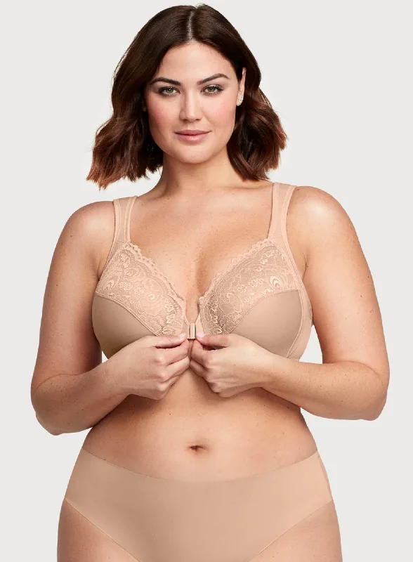 Glamorise: Elegance Front Close Wonderwire Bra Cafe