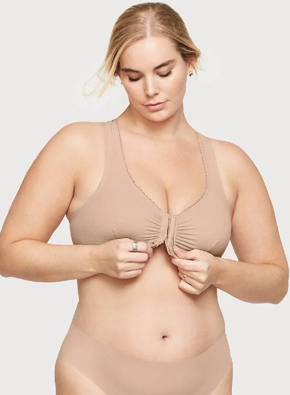 Glamorise: Off Duty Front Close T Back Comfort Sleep Bra Cafe