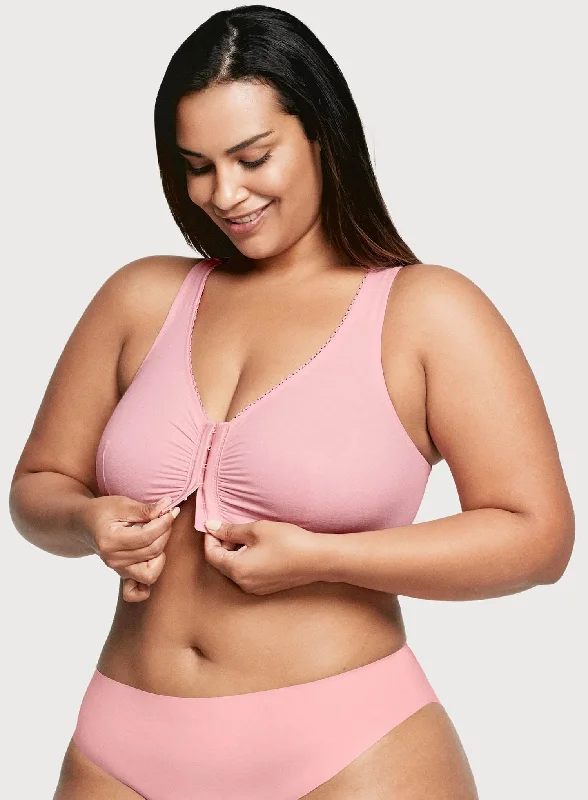 Glamorise: Off Duty Front Close T Back Comfort Sleep Bra Pink Blush