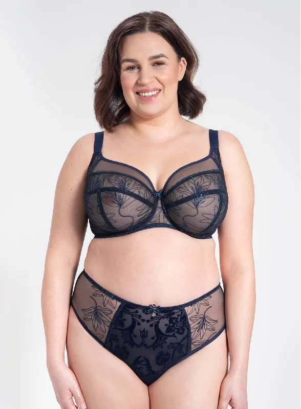 Samanta Lingerie: Harriet Full Cup Side Support Bra Navy Blue