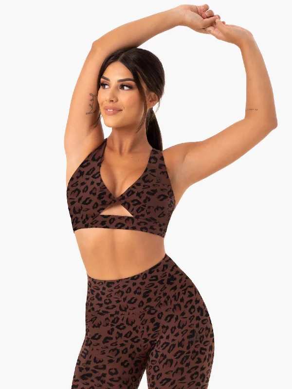 push up bras for enhanced cleavageAdapt Twist Sports Bra - Chocolate Leopard