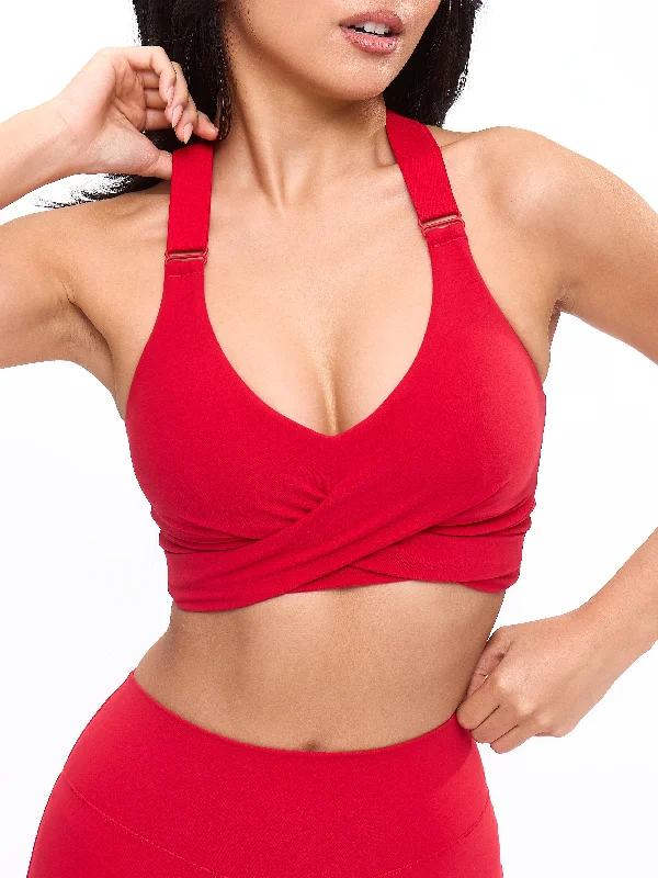 minimizer underwire bras for more controlCandy Wrap Sports Bra - Lipstick Red