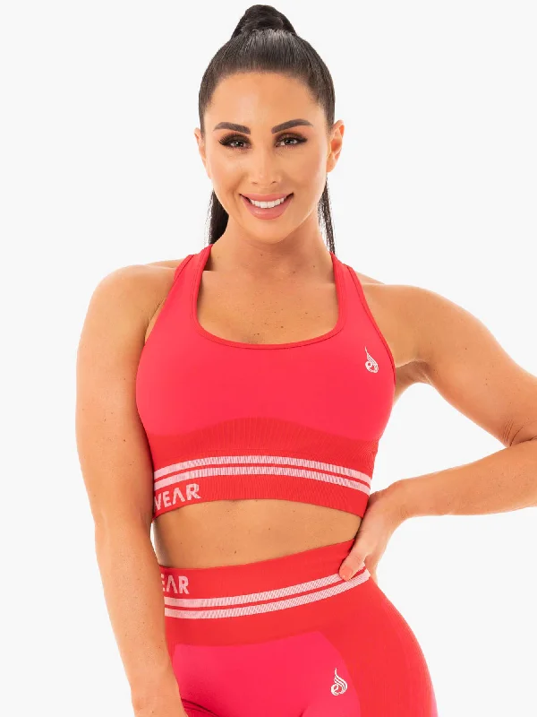 strapless lace bras for formal eventsFreestyle Seamless Longline Sports Bra - Red