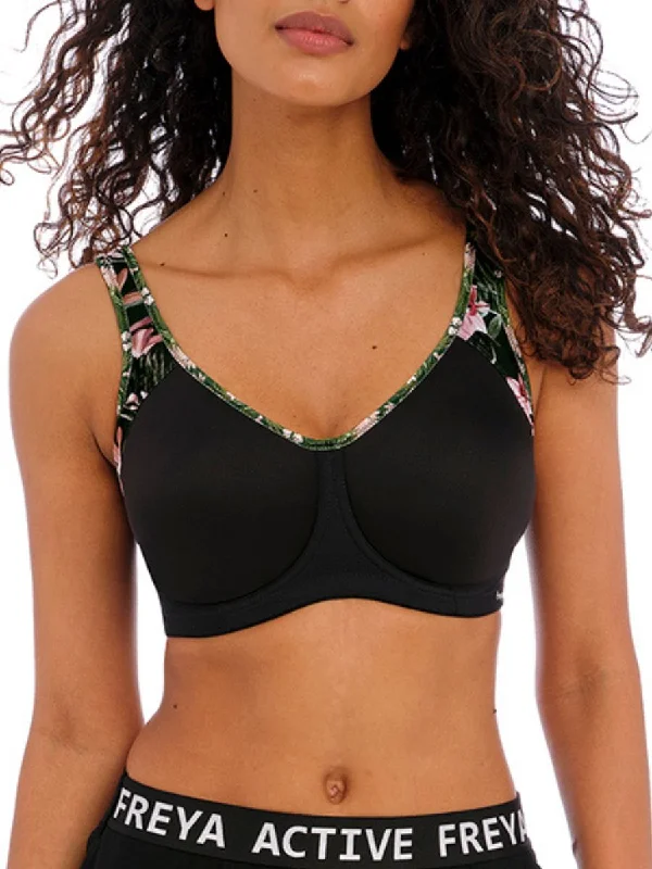 balconette lace bras for a feminine touchSonic Moulded Spacer Sports Bra - Jungle Black balconette lace bras for a feminine touchSonic Moulded Spacer Sports Bra - Jungle Black