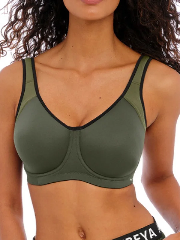 balconette bras for a sexy necklineSonic Moulded Spacer Sports Bra -  Khaki