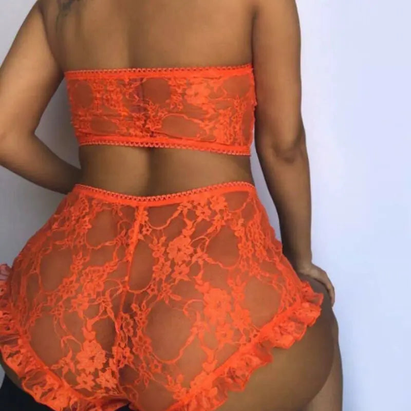 Shapers for older women to improve body tone​Lace Tulle Ruffled Lingerie