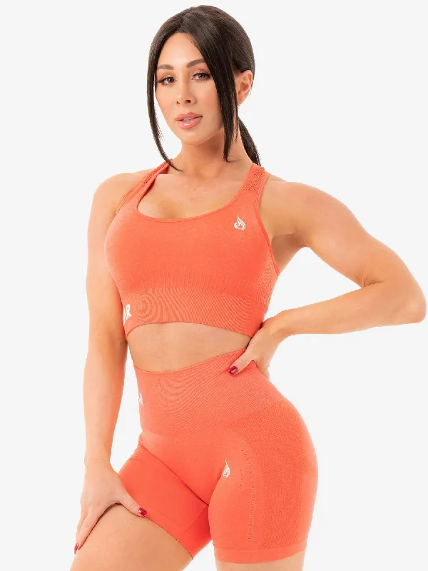 t - shirt bras for a smooth look under clothesSeamless Staples Sports Bra - Orange Marl