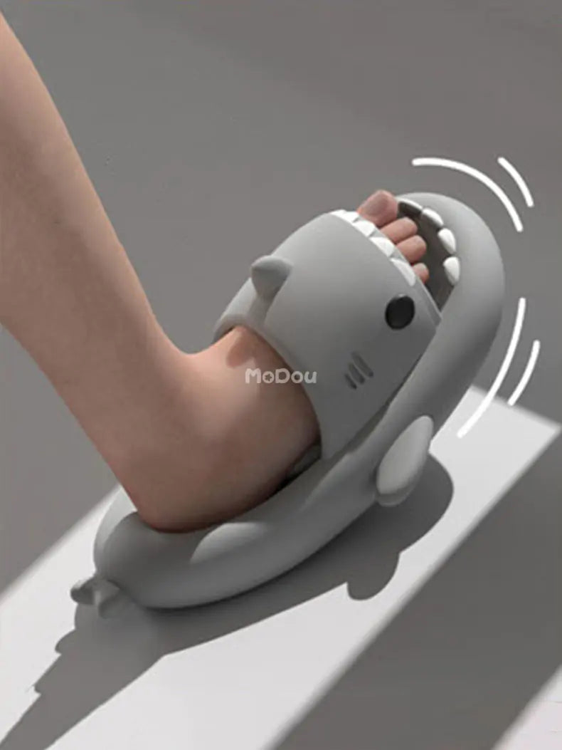 Shapers with a seamless crotch for maximum comfort​Thick Sole Shark Slippers
