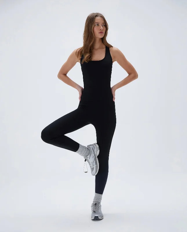 supportive underwire bras for large bustsUltimate Scoop Neck Racer Back Stirrup Unitard - Black