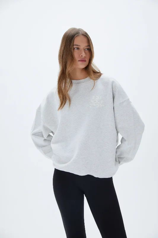 Vacation Oversized Sweatshirt -  Light Grey Melange