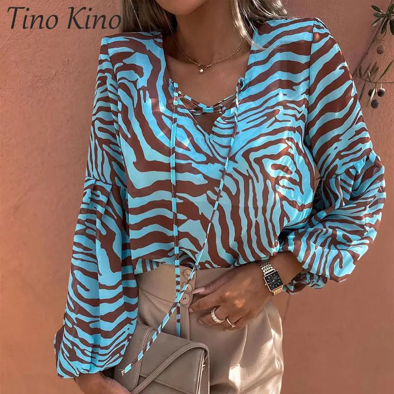 Thermal shapers to increase body heat and aid in fat burningZebra V-neck Women Blouse Thermal shapers to increase body heat and aid in fat burningZebra V-neck Women Blouse