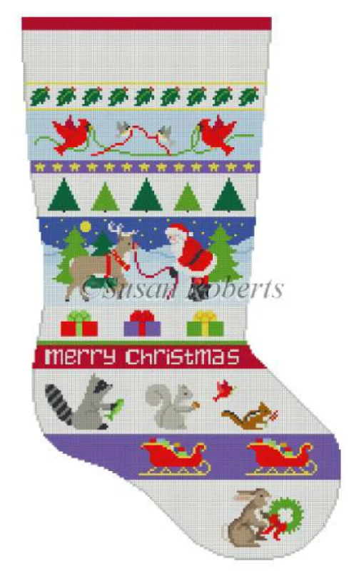 Party stockings for a night out0133 Santa and Animals Stripe Stocking
