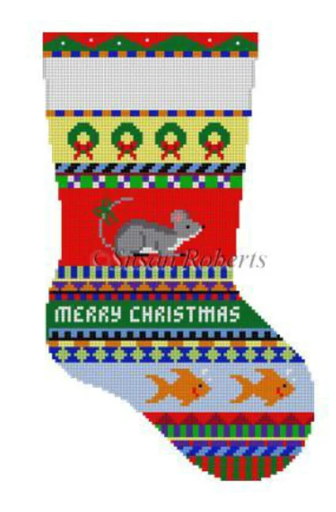 Reinforced - toe stockings for durability0146-13 Bold Stripe Cat Midi Stocking