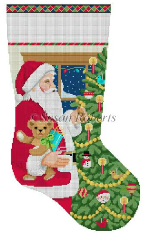 Anti - static stockings to prevent static cling0155 Santa and Cookies with Tree Stocking Anti - static stockings to prevent static cling0155 Santa and Cookies with Tree Stocking