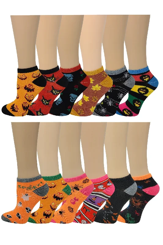 Low Cut Ankle Socks | Halloween Design | Women's (12 Pairs)