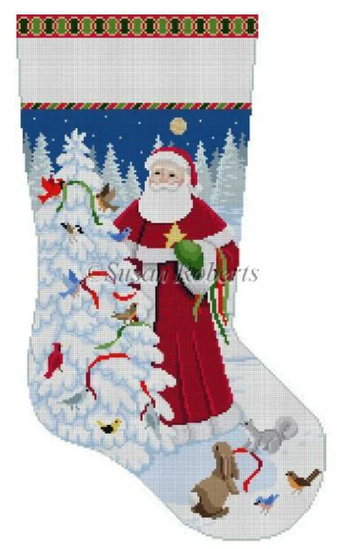 Nude - colored stockings for a natural look3201 Santa Decorating Bird Tree Stocking