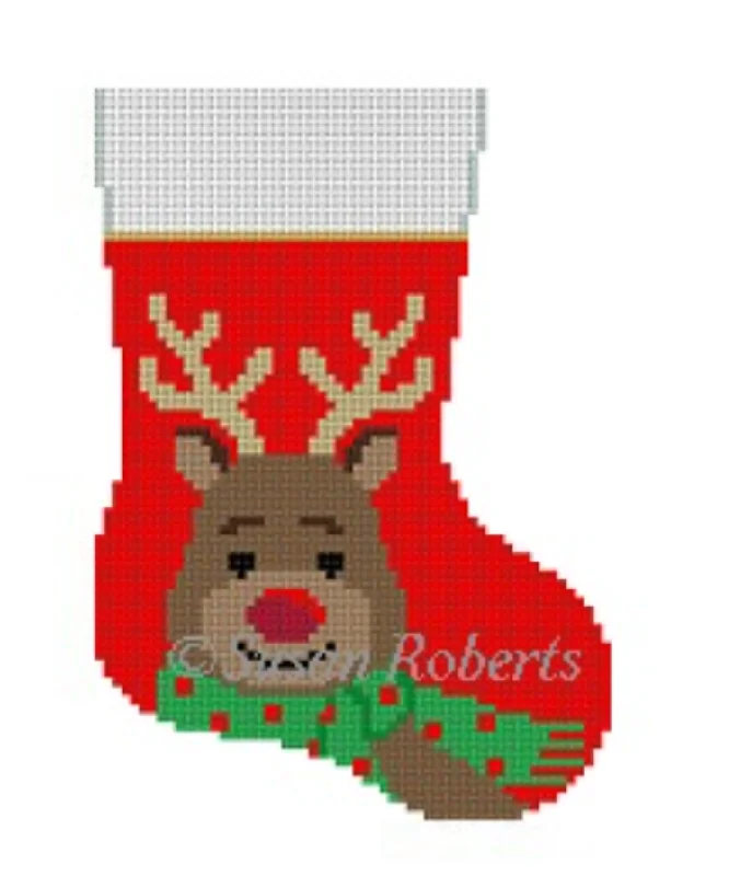 Over - the - knee stockings with a thigh - high design5472 Reindeer with Scarf Mini Stocking Over - the - knee stockings with a thigh - high design5472 Reindeer with Scarf Mini Stocking