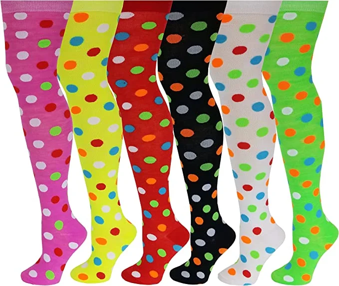 Women's cable - knit ankle socks for a cozy styleThigh High Over the Knee Socks | Neon Polka Dot | Women (6 Pairs) Women's cable - knit ankle socks for a cozy styleThigh High Over the Knee Socks | Neon Polka Dot | Women (6 Pairs)