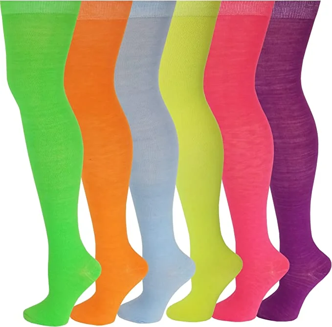 Women's bamboo fiber socks for eco - friendlinessThigh High Over the Knee Socks | Neon Solid Color | Women (6 Pairs) Women's bamboo fiber socks for eco - friendlinessThigh High Over the Knee Socks | Neon Solid Color | Women (6 Pairs)