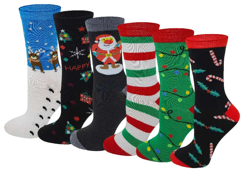 Women's spandex - infused socks for stretchCrew Socks | Christmas Holiday Festive Design | Women (6 Pairs) Women's spandex - infused socks for stretchCrew Socks | Christmas Holiday Festive Design | Women (6 Pairs)