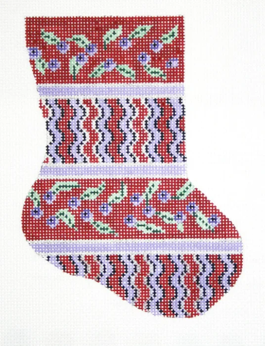 Winter - wear stockings for cold weather783 Red with Purple Flowers Mini Sock