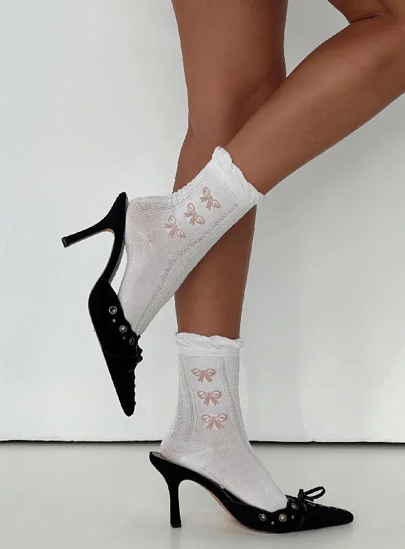 sheer women tights for a more delicate appearanceAmbrose Bow Socks White