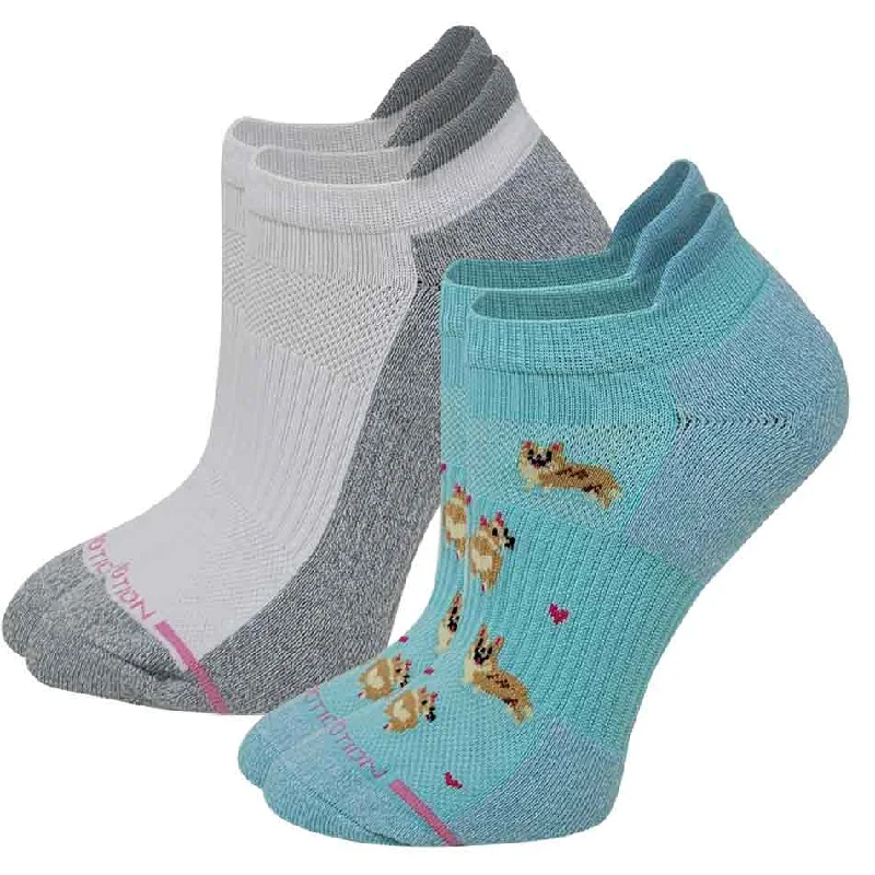 Women's bamboo fiber socks for eco - friendlinessAnkle Compression Socks | Dr Motion Socks | Corgis & White (2 Pack) Women's bamboo fiber socks for eco - friendlinessAnkle Compression Socks | Dr Motion Socks | Corgis & White (2 Pack)