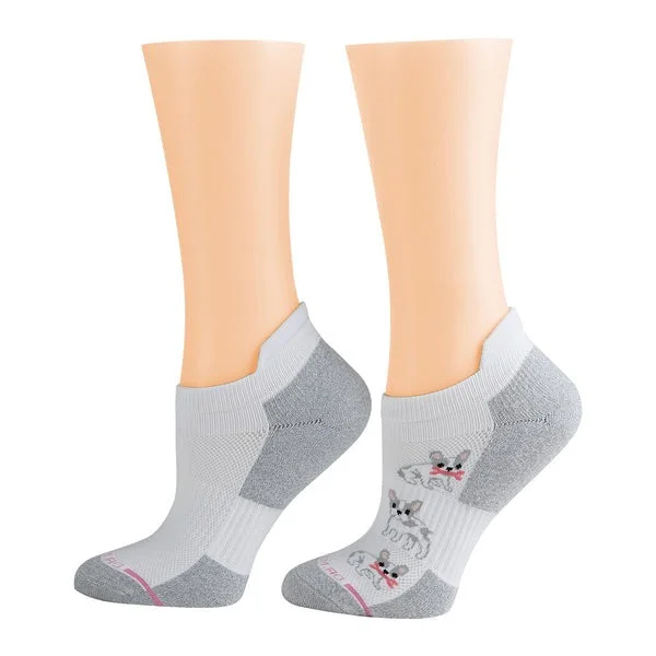 Women's no - show socks with a floral motifAnkle Compression Socks | Dr Motion Socks | Frenchies & White (2 Pack) Women's no - show socks with a floral motifAnkle Compression Socks | Dr Motion Socks | Frenchies & White (2 Pack)