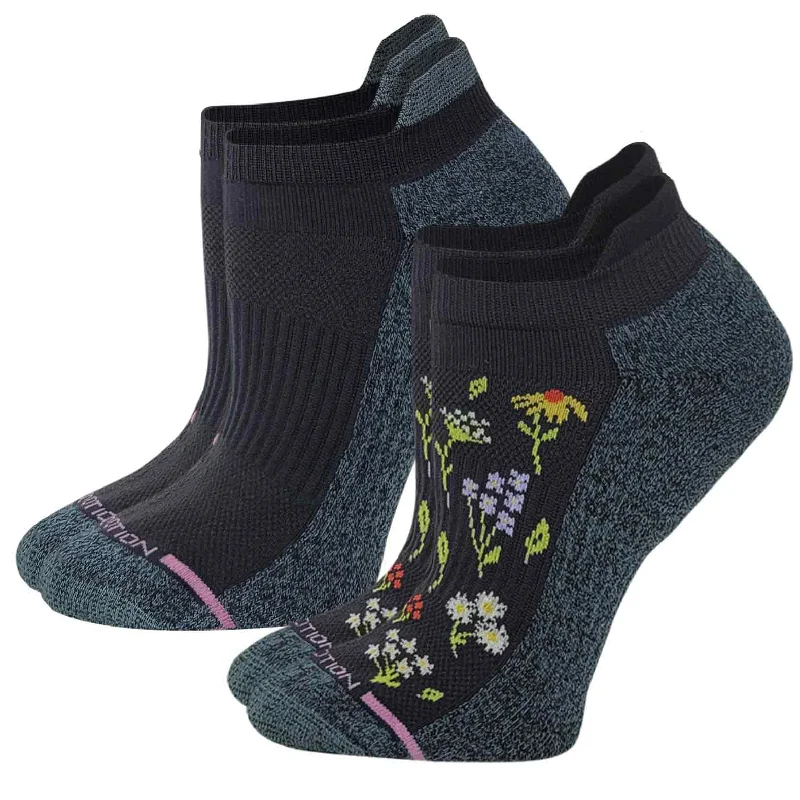 Women's cotton blend socks for breathabilityAnkle Compression Socks | Flowers Birds Half-Cushion | Dr. Motion ( 2 Pack ) Women's cotton blend socks for breathabilityAnkle Compression Socks | Flowers Birds Half-Cushion | Dr. Motion ( 2 Pack )