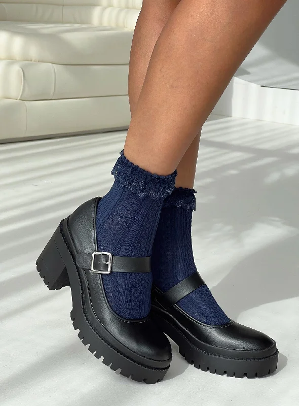 organic cotton women tights for an eco - friendly choiceAzura Frill Socks Navy