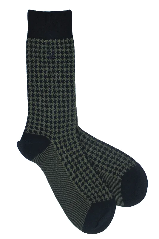 The Baron Houndstooth Bamboo Socks - Midnight Blue