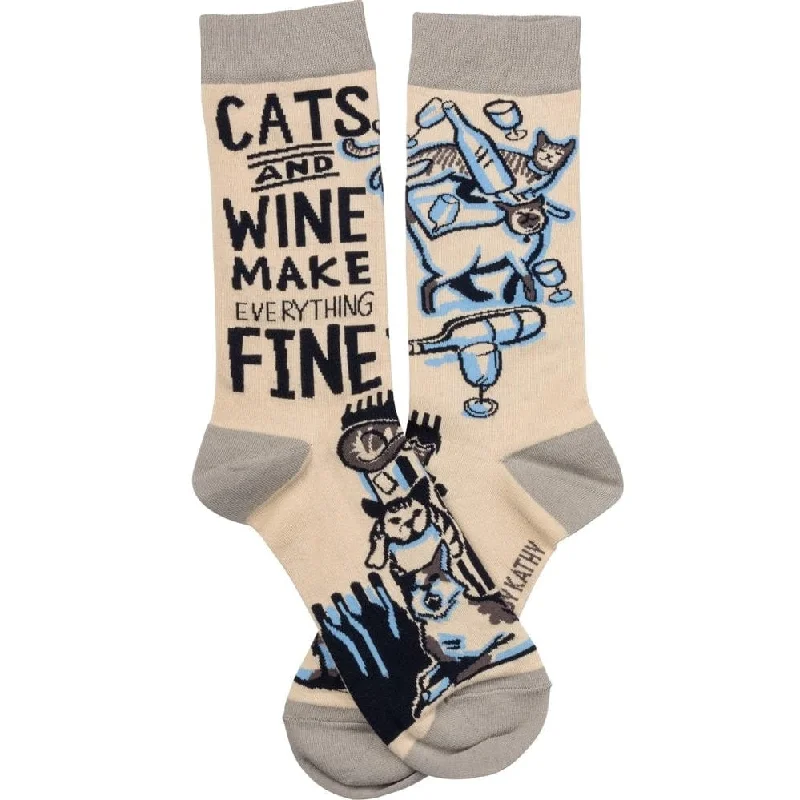 Women's hypoallergenic socks for sensitive skinThe Bullish Store Cats And Wine Make Everything Fine Novelty Socks Women's hypoallergenic socks for sensitive skinThe Bullish Store Cats And Wine Make Everything Fine Novelty Socks