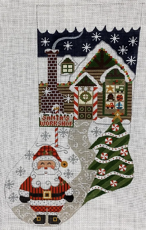 Ruffled - edge stockings for a playful lookCH-631 Santa's Workshop Stocking