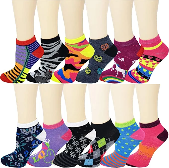 Low Cut Ankle Socks | Assorted Color | Women's (12 Pairs)