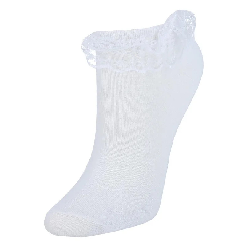 CTM® Women's Solid Color Frilly Lace Low-Cut Socks (1 Pair)