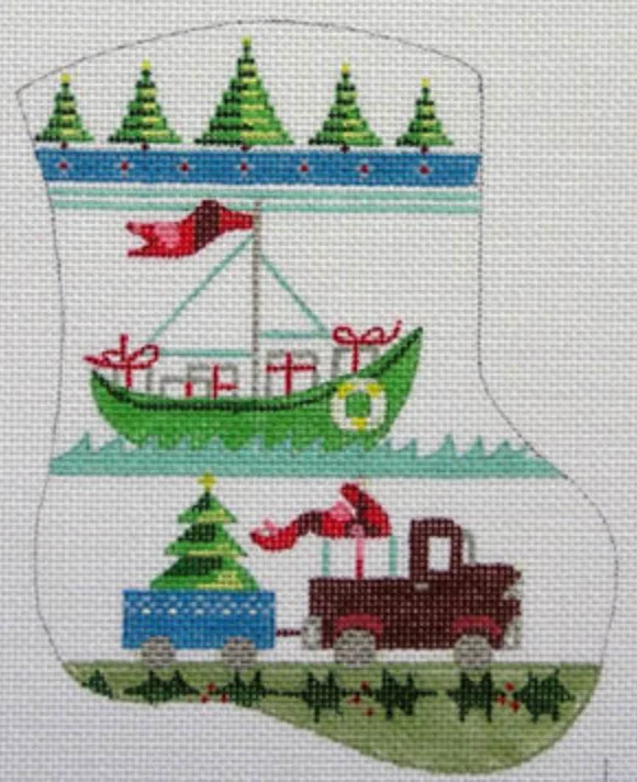 Red stockings for a bold and passionate statementD-11 Boy's Mini Stocking - Sailboat and Truck Red stockings for a bold and passionate statementD-11 Boy's Mini Stocking - Sailboat and Truck