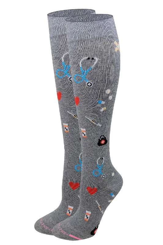 Women's crew socks with a polka - dot printKnee High Compression Socks | Medical Icons Design | Women's (1 Pair) Women's crew socks with a polka - dot printKnee High Compression Socks | Medical Icons Design | Women's (1 Pair)