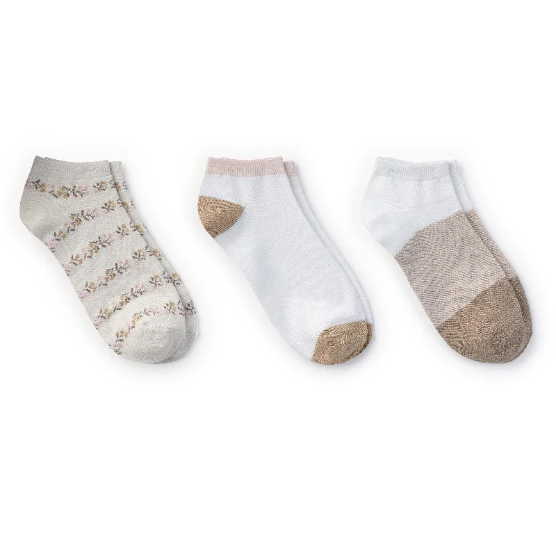 Floral/ Colorblock Low Cut Sock 3 Pack