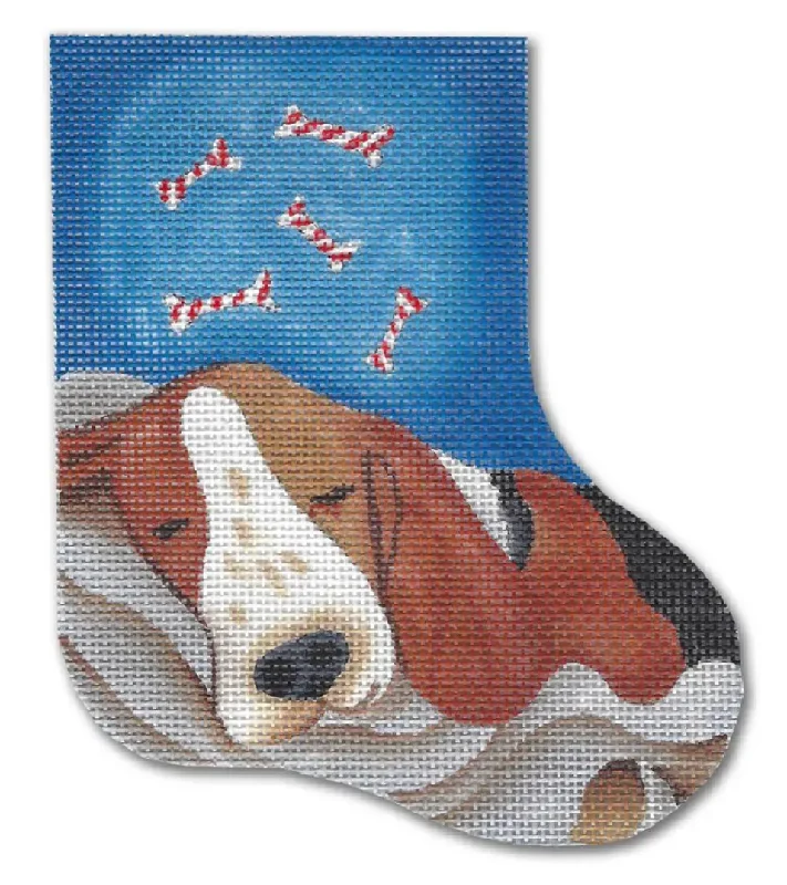 GD-SX02 Basset Hound Sugarplum Dreams Mini Stocking