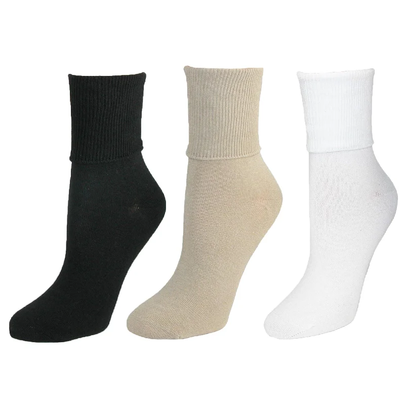 Women's ribbed knee - high socks for a classic lookJefferies Socks Women's Organic Cotton Turn Cuff Sock (Pack of 3) Women's ribbed knee - high socks for a classic lookJefferies Socks Women's Organic Cotton Turn Cuff Sock (Pack of 3)