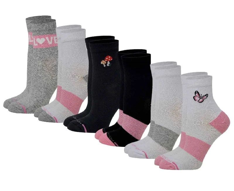 Women's hypoallergenic socks for sensitive skinMid-Crew Compression Socks | Assorted Print | Dr Motion ( 6 Pairs ) Women's hypoallergenic socks for sensitive skinMid-Crew Compression Socks | Assorted Print | Dr Motion ( 6 Pairs )
